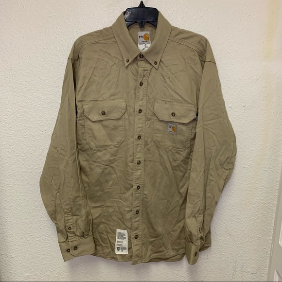 Carhartt Other - Carhartt Flame-Resistant Long-Sleeve Shirt with Pocket Flaps for Men / M khaki